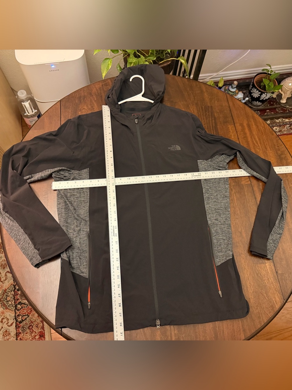 The North Face Men's Black Hooded Jacket with Gray Panels